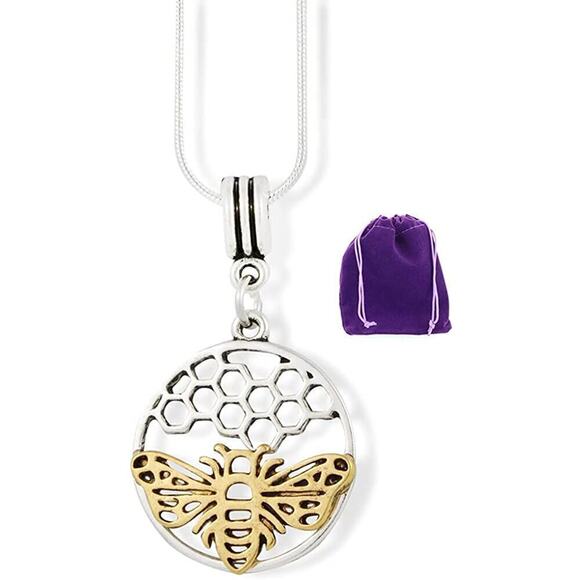 Dave The Bunny Jewelry - Bee Necklace - Bee on Honeycomb Gifts
